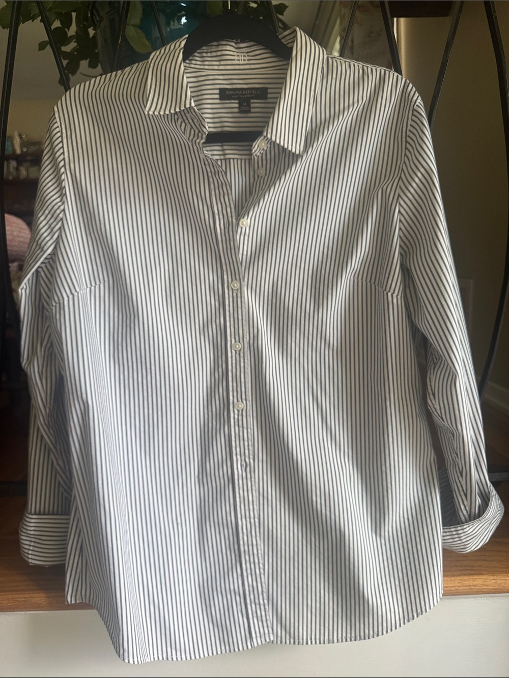Banana Republic White Shirt with Black Stripes